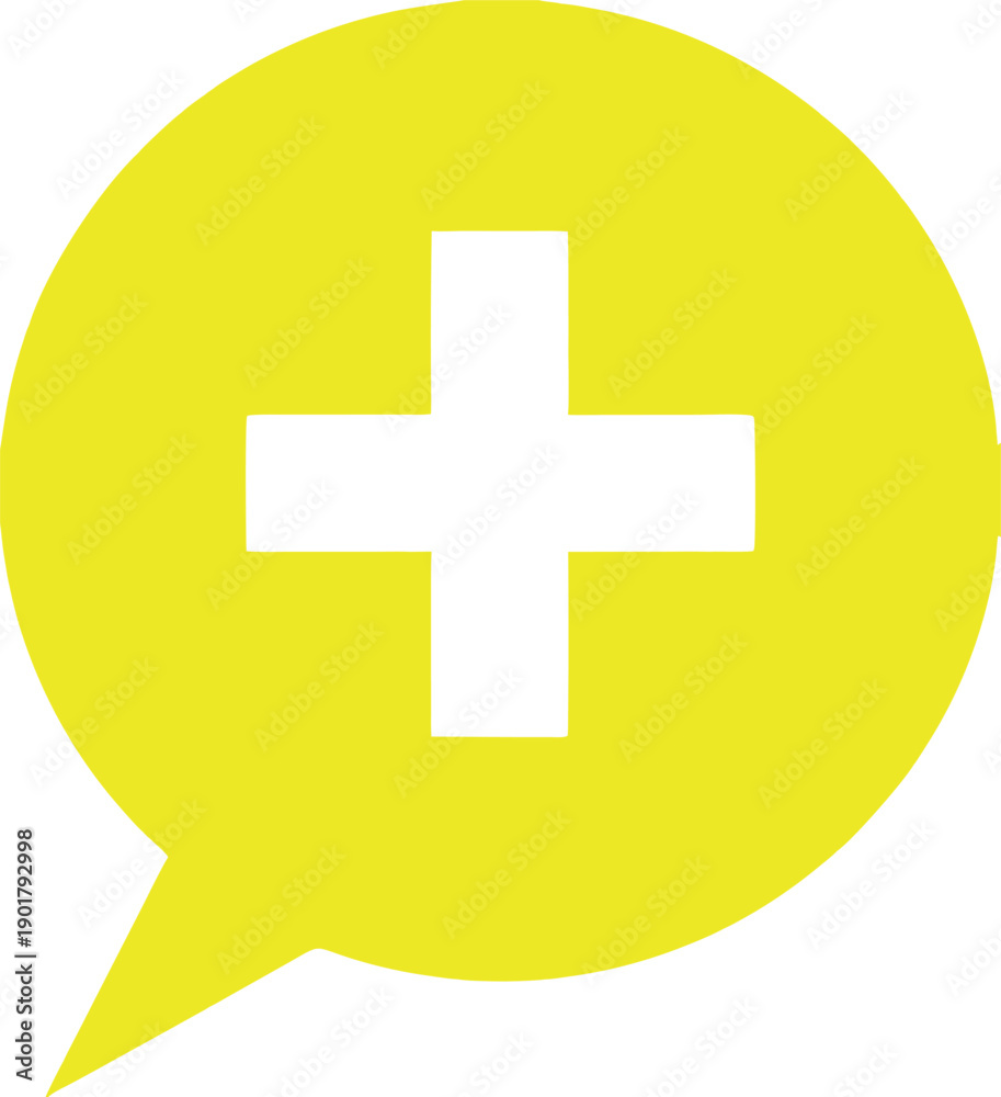 Obraz premium Medical chat bubble icon with healthcare cross symbol vector health support communication telemedicine help concept flat isolated design illustration
