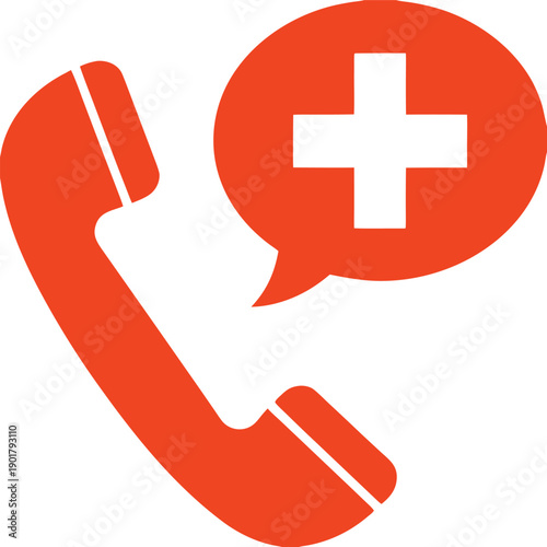 Emergency medical call icon telephone handset with healthcare cross symbol vector illustration support hotline communication graphic isolated design