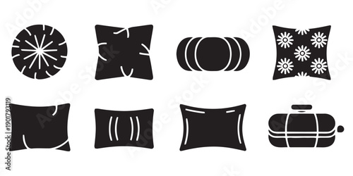 Group of various decorative pillows and cushions, home decor items, comfort and support for sofas and beds, different shapes and patterns for interior design, soft furnishings for relaxation