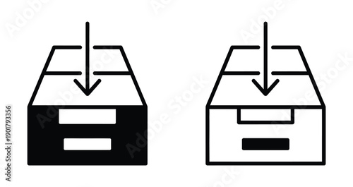 Inbox Icon Vector Symbol Design Illustration Pro Vector and Pro SVG. Simple icons of mailboxes with arrows for sending messages. 