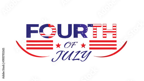 Vector Fourth of July patriotic logo with American flag colors and stars, for banner or poster or social media