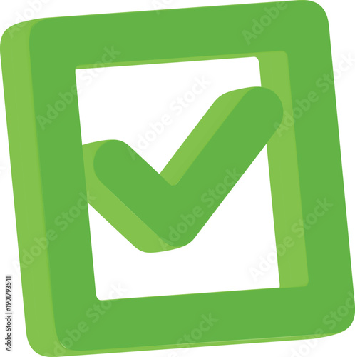 3D Green Check Box Verified Icon Transparent Background