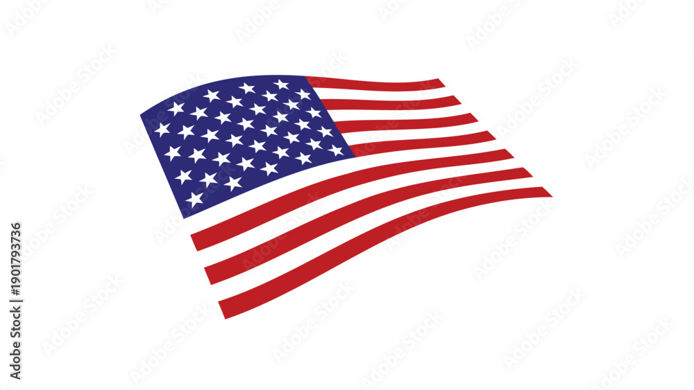 Obraz premium American flag waving, vector illustration, USA flag symbol, patriotic icon, for banner or poster, Isolated on transparent background, png