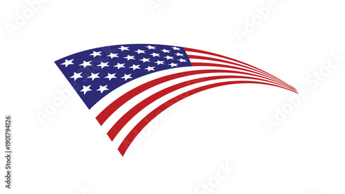Waving American flag vector illustration, USA patriotic symbol, for banner or poster, isolated on transparent background, png