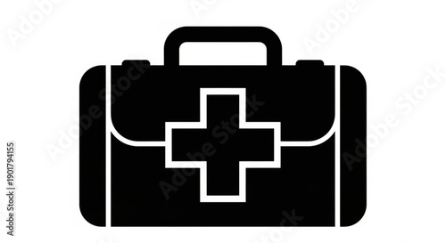 Medical kit icon symbolizing health care and emergency response in a simple illustration