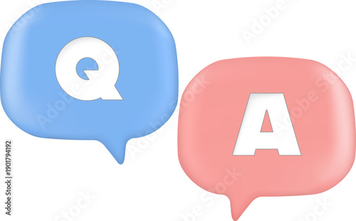 質問と回答を表すQ＆A吹き出しアイコンイラスト｜FAQ・カスタマーサポート・チャット相談・WebサービスUIに使えるコミュニケーション素材