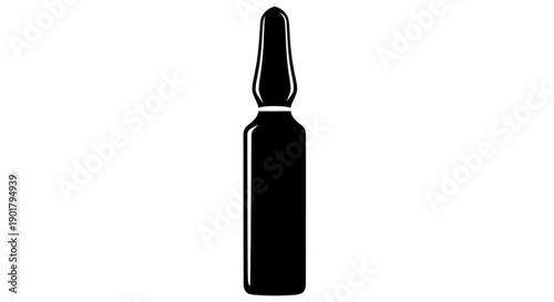 A black medical ampoule illustration on a plain background viewed from the front