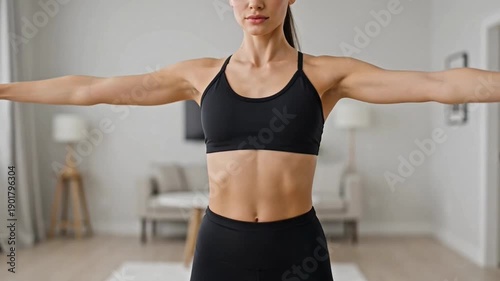 young woman doing fitness exercise