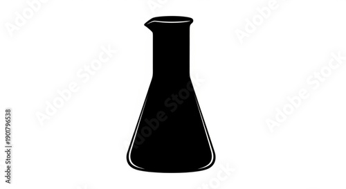 A black silhouette of an Erlenmeyer flask against a plain background, viewed from the side