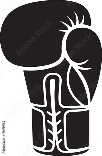 Protective boxing mitt silhouette icon for professional fight equipment