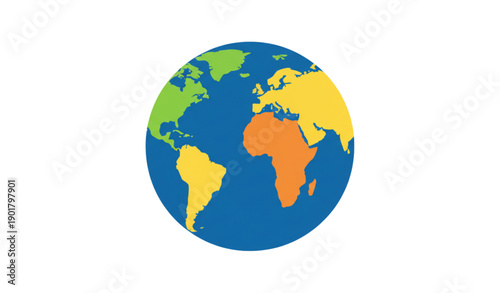 Flat World Globe Vector Illustration for Education and Global Concepts