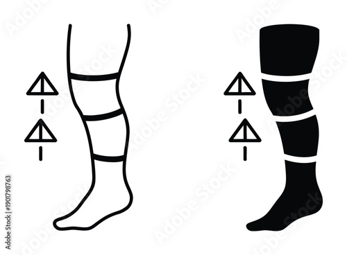 Medical Compression Stockings Collection for Leg Circulation Support and Varicose Vein Prevention. Compression stockings for medical use with adjustable strap. 