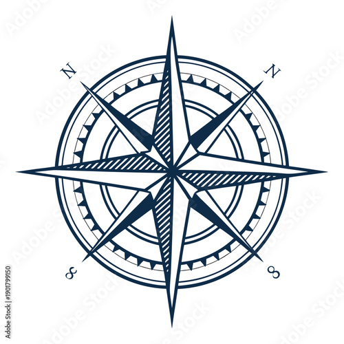 Abstract Compass Star Logo for Navigation and Guidance