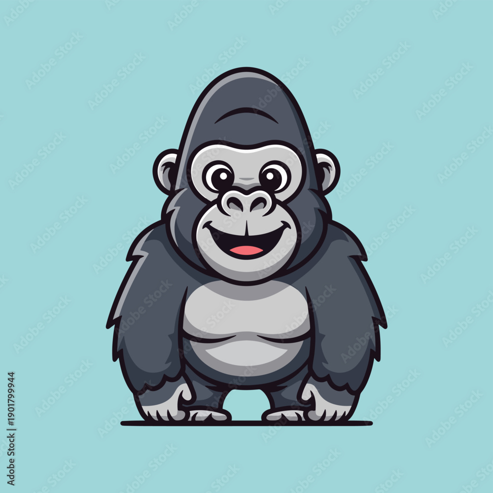 Naklejka premium Smiling Gorilla Cartoon Character