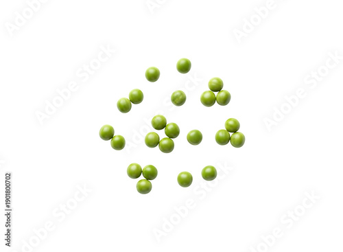 Green pea set against a white background. Collection
