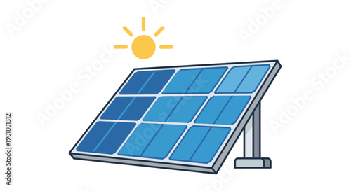 Illustration of a solar panel harnessing sunlight for renewable energy generation