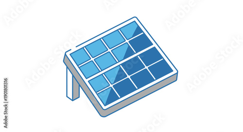 Illustration of a solar panel generating clean energy on a white background