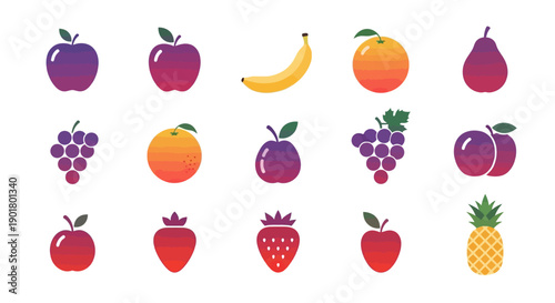 Illustration of Diverse and Colorful Fruits: A Delicious and Healthy Assortment