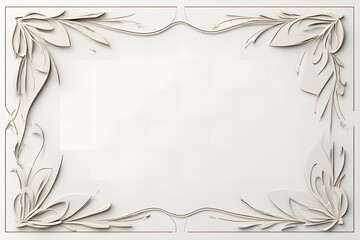 Ornate and elegant three-dimensional white frame featuring intricately sculpted floral and leaf patterns, providing a sophisticated border design for various creative projects and presentations