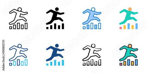 Fundraising Challenge icons set multiple style collection. Editable stroke 

