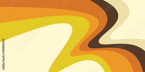 Abstract earth tone 70s background vector. Vintage retro style wallpaper with lines, wavy stripes, grunge texture. 1970 color illustration design suitable for poster, banner, decorative, wall art.
