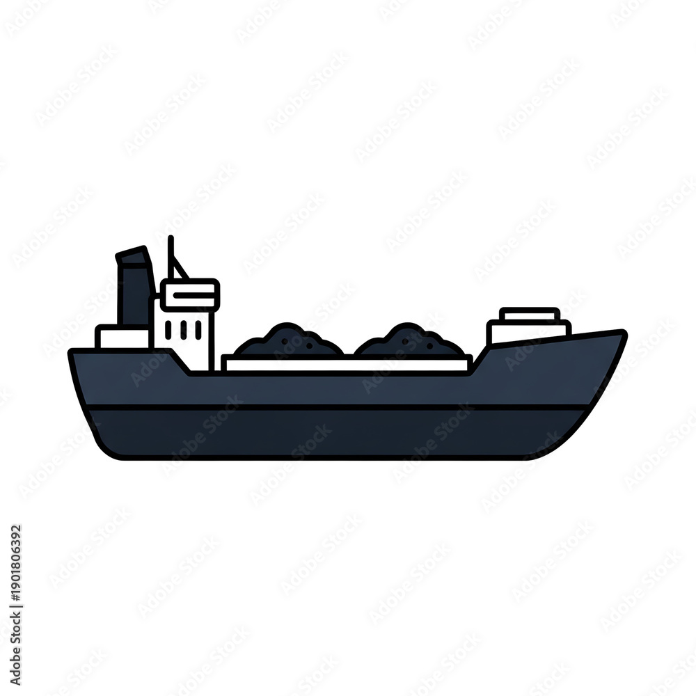 Obraz premium Bulk Carrier Ship Icon Transporting Coal