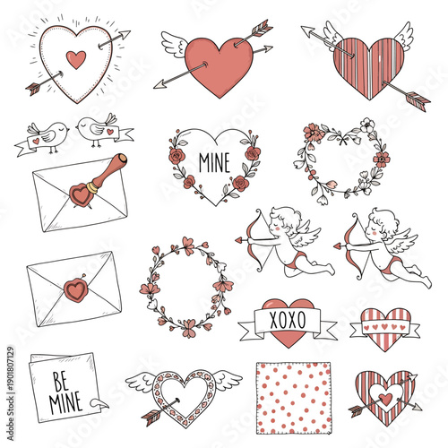 Valentine's Day Tattoo Style Elements