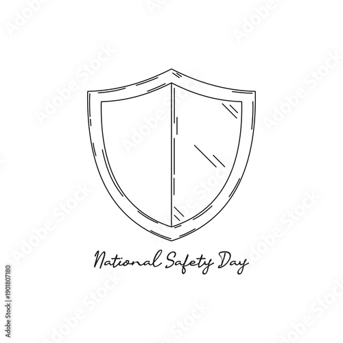 line art of National Safety Day good for National Safety Day celebrate. line art.