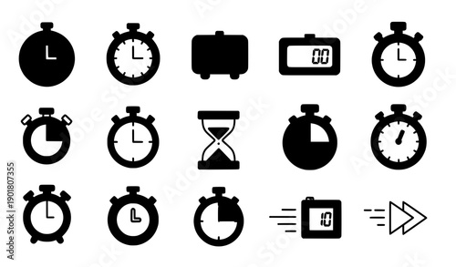 SEO Title
Rounded Timer and Stopwatch Vector Icons Set with Countdown Clock Symbols