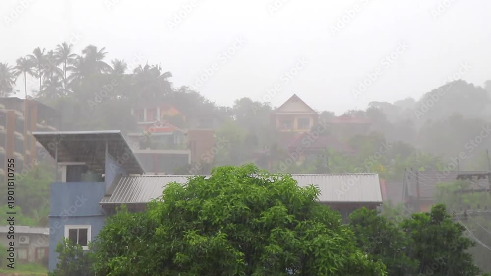 custom made wallpaper toronto digitalPatong Phuket Thailand panorama with heavy monsoon rain storm clouds.