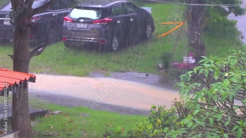 Wallpaper Mural Patong Phuket Thailand panorama with heavy monsoon rain storm clouds. Torontodigital.ca