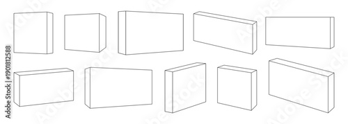 3D Rectangular Box shape in Various Perspectives