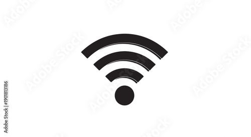 Wi-Fi Symbol in Simple Flat Design with Black Color on White Background for Technology Icon