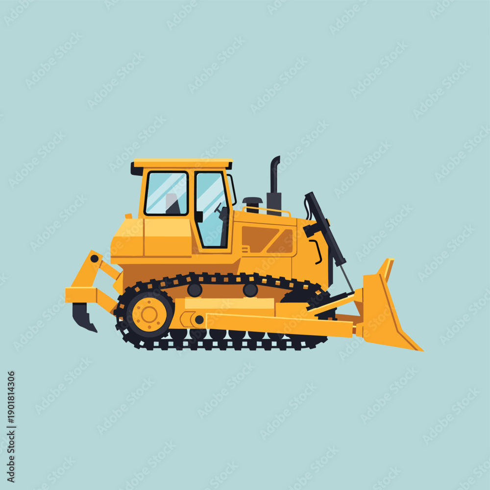 Obraz premium Yellow Bulldozer on Blue Background