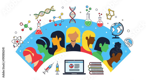 Diverse group of women in STEM fields, symbolizing science, technology, engineering, and mathematics education and careers.