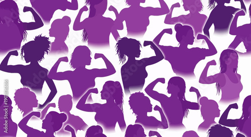 A vibrant illustration showcasing a diverse group of women flexing their muscles, symbolizing strength and empowerment.