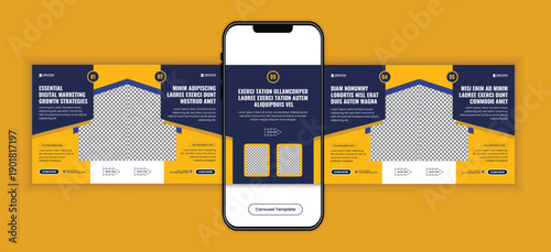 Digital Marketing Tips and Strategy Social Media Carousel Post Design Template for Business Growth, Corporate Marketing, Startup Promotion, Agency Branding, Instagram and LinkedIn Multi Slide Content 