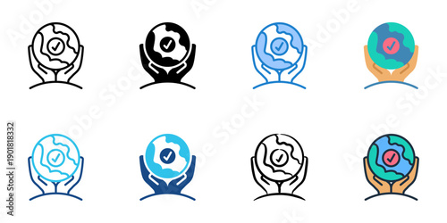 Social Responsibility icons set multiple style collection. Editable stroke 
