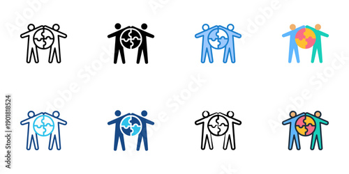 Collaboration Platform icons set multiple style collection. Editable stroke 
