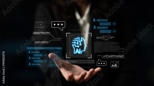 Wallpaper Mural AI chatbot interface, communication bubbles, and connected data elements representing automated conversation and analytics systems Parse Torontodigital.ca