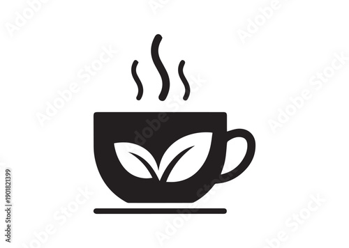 Green Tea Icon, Editable Solid Vector Illustration