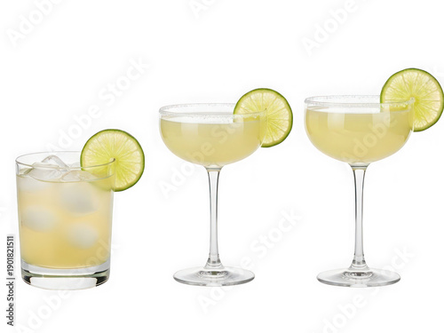 Wallpaper Mural Margarita cocktails served in different glasses with lime garnish Torontodigital.ca