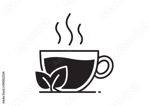 Green Tea Icon, Editable Solid Vector Illustration