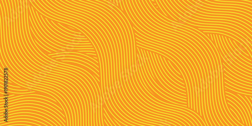 Yellow instant noodle, pasta and spaghetti texture with geometric wavy lines. Ramen, pasta vector pattern. Background abstract food illustration