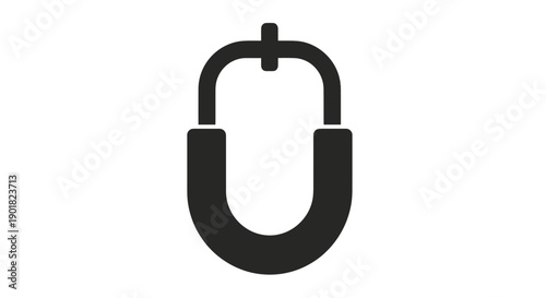 Black Horseshoe Magnet Isolated on White.