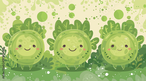 Cute cabbage vector illustration with clean shapes, flat design vegetable character, no gradients