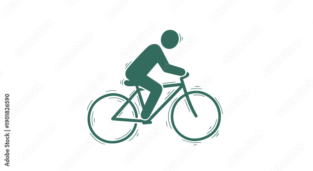 Naklejka premium Cyclist Riding Bicycle Silhouette Graphic.