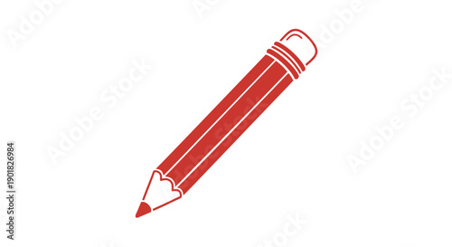 Red Pencil with Eraser on White.