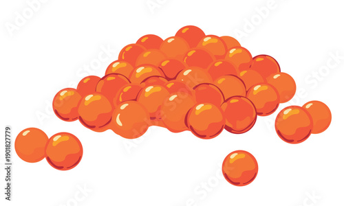 Vector illustration of red caviar on a white background. Salted salmon or trout roe. A traditional Russian delicacy. Seafood rich in omega-3.