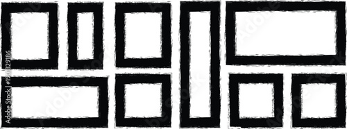 Set of vector paint brush stroke, ink splash and grungy decoration elements. Freehand grunge brush illustration.